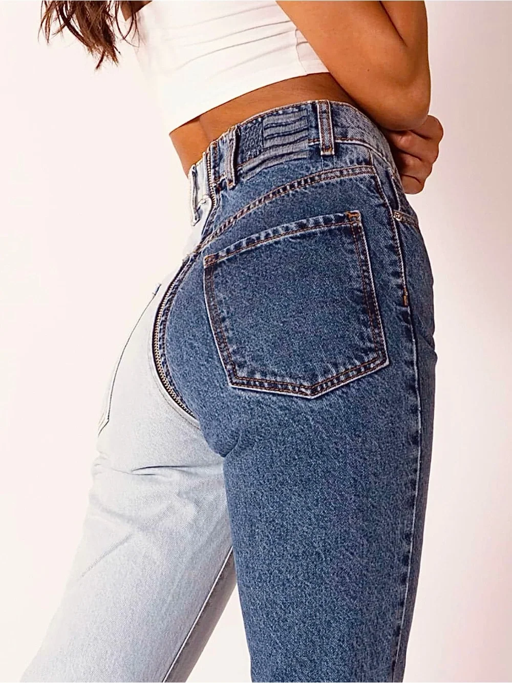 Revice Yin Yang jeans Cropped 2-toned size 33 NWT
